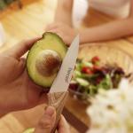 hecef Knife Set of 3, Stainless Steel Blade with Non-stick Coating, Sharp Kitchen Knives Includes Santoku, Utility, Paring Knives