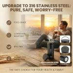 Rzlinn Portable Electric Kettle （110V）, Travel Tea Kettle, 316 Stainless Steel Premium Liner, 4-speed Temperature Adjustment with Auto Shut-off and Boil-Off Protection black