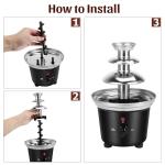 Chocolate Fountain Machine - VAlinks 3 Tiers Electric Melting Machine Fountain, Mini Stainless Steel Chocolate Fondue Fountain for Parties, Melts Cheese, BBQ Sauce, Liqueurs