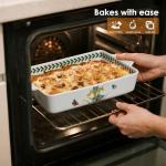 ACMLIFE Ceramic Casserole Dish Set, Ceramic Baking Dish for Oven, Casserole Dish Bakeware Set, Casserole Dishes for Oven, Lasagna Pan, Large Baking Dishes with Handles, Microwave, Dishwasher Safe, Gift Packaging Floral 2 Pcs Set(13"x8"+10.3"x6.3") (Iris)