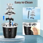 Chocolate Fountain Machine - VAlinks 3 Tiers Electric Melting Machine Fountain, Mini Stainless Steel Chocolate Fondue Fountain for Parties, Melts Cheese, BBQ Sauce, Liqueurs