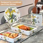ACMLIFE Ceramic Casserole Dish Set, Ceramic Baking Dish for Oven, Casserole Dish Bakeware Set, Casserole Dishes for Oven, Lasagna Pan, Large Baking Dishes with Handles, Microwave, Dishwasher Safe, Gift Packaging Floral 2 Pcs Set(13"x8"+10.3"x6.3") (Iris)