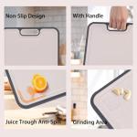 Luersaka Stainless Steel Cutting Boards for Kitchen, 304 Steel + Wheat Straw PP, Double Sided, Easy to Clean, Non Slip with Handle, Dishwasher Safe, 15 x 10 Inch, 1Pcs