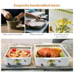 ACMLIFE Ceramic Casserole Dish Set, Ceramic Baking Dish for Oven, Casserole Dish Bakeware Set, Casserole Dishes for Oven, Lasagna Pan, Large Baking Dishes with Handles, Microwave, Dishwasher Safe, Gift Packaging Floral 2 Pcs Set(13"x8"+10.3"x6.3") (Iris)