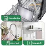 Luersaka Stainless Steel Cutting Boards for Kitchen, 304 Steel + Wheat Straw PP, Double Sided, Easy to Clean, Non Slip with Handle, Dishwasher Safe, 15 x 10 Inch, 1Pcs