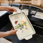 ACMLIFE Ceramic Casserole Dish Set, Ceramic Baking Dish for Oven, Casserole Dish Bakeware Set, Casserole Dishes for Oven, Lasagna Pan, Large Baking Dishes with Handles, Microwave, Dishwasher Safe, Gift Packaging Floral 2 Pcs Set(13"x8"+10.3"x6.3") (Iris)