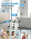 Electric Spin Scrubber, 3-Speed Shower Scrubber with Long Handle & 10 Replaceable Brush Heads, Cordless Shower Cleaner Brush with 90 Mins Runtime & Full-Body IPX7 Waterproof for Bathroom Kitchen