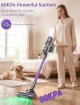 OXVAC Cordless Vacuum Cleaner, 60KPa 650W Stick Vacuum with 80Mins Runtime, Smart AUTO Mode, Anti-Tangle Brush, Self-Standing Vacuum Cleaner for Home, Pet Hair, Carpet & Hardwood Floor, Purple