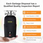 Garbage Disposal 3/4 HP for Kitchen sink Quiet with Power Cord, Easy install, Food Waste Disposer Stainless Steel Grind 0.75 Horsepower (A600)
