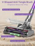 OXVAC Cordless Vacuum Cleaner, 60KPa 650W Stick Vacuum with 80Mins Runtime, Smart AUTO Mode, Anti-Tangle Brush, Self-Standing Vacuum Cleaner for Home, Pet Hair, Carpet & Hardwood Floor, Purple