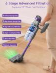 OXVAC Cordless Vacuum Cleaner, 60KPa 650W Stick Vacuum with 80Mins Runtime, Smart AUTO Mode, Anti-Tangle Brush, Self-Standing Vacuum Cleaner for Home, Pet Hair, Carpet & Hardwood Floor, Purple