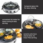 HomeCraft HCRTSCO15SS Triple Round Oval 1.5 Quart Stainless Steel Cooker Buffet with Adjustable Temperature Control, Removable Lids & Spoon Rests, Perfect for Dinner, Appetizers