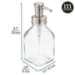mDesign Square Glass Soap Dispenser Pump - 2 Pack