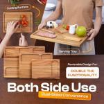 AN68 Acacia Wood Cutting Board Set of 3 – 2-in-1 Reversible Butcher Blocks & Serving Trays with Juice Groove, 100% Natural Hardwood, Multi-Size, Gift Box Ready