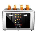 WUNLY 4 Slice Toaster,Touchscreen & Dual Independent Control Panel,5 Basic Functions & Digital Countdown Toasters,6 Shade Settings＆6 Bread Types,Smart Bread Maker Mute/Screen-Off, Stainless Steel