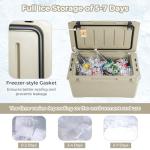 Goplus Hard Cooler, Insulated Ice Chest w/Portable Handles, Cup Holders, Ruler, Bottle Opener, 6 Day Ice Retention for Drink, Beverage, Camping, Fishing, Beach (50QT, Khaki)