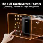 WUNLY 4 Slice Toaster,Touchscreen & Dual Independent Control Panel,5 Basic Functions & Digital Countdown Toasters,6 Shade Settings＆6 Bread Types,Smart Bread Maker Mute/Screen-Off, Stainless Steel