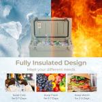 Goplus Hard Cooler, Insulated Ice Chest w/Portable Handles, Cup Holders, Ruler, Bottle Opener, 6 Day Ice Retention for Drink, Beverage, Camping, Fishing, Beach (50QT, Khaki)