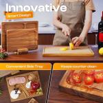AN68 Acacia Wood Cutting Board Set of 3 – 2-in-1 Reversible Butcher Blocks & Serving Trays with Juice Groove, 100% Natural Hardwood, Multi-Size, Gift Box Ready