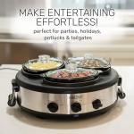 HomeCraft HCRTSCO15SS Triple Round Oval 1.5 Quart Stainless Steel Cooker Buffet with Adjustable Temperature Control, Removable Lids & Spoon Rests, Perfect for Dinner, Appetizers