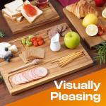 AN68 Acacia Wood Cutting Board Set of 3 – 2-in-1 Reversible Butcher Blocks & Serving Trays with Juice Groove, 100% Natural Hardwood, Multi-Size, Gift Box Ready