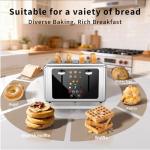 WUNLY 4 Slice Toaster,Touchscreen & Dual Independent Control Panel,5 Basic Functions & Digital Countdown Toasters,6 Shade Settings＆6 Bread Types,Smart Bread Maker Mute/Screen-Off, Stainless Steel