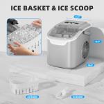 Antarctic Star Countertop Ice Maker Machine, 8 Cubes in 6 Mins, 26.5 lbs/Day, Self-Cleaning, 2 Sizes, Ultra-Quiet for Home/Kitchen/Camping/RV Grey