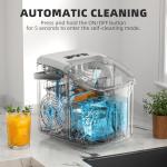 Antarctic Star Countertop Ice Maker Machine, 8 Cubes in 6 Mins, 26.5 lbs/Day, Self-Cleaning, 2 Sizes, Ultra-Quiet for Home/Kitchen/Camping/RV Grey
