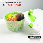 DoubleWave Salad Spinner | Spin & Dry Fruits, Vegetables & Greens Fast | Lettuce Washer with Dual Drain Holes | BPA-Free, Easy to Clean | 5.3 Quart Large Capacity