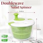 DoubleWave Salad Spinner | Spin & Dry Fruits, Vegetables & Greens Fast | Lettuce Washer with Dual Drain Holes | BPA-Free, Easy to Clean | 5.3 Quart Large Capacity