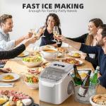Antarctic Star Countertop Ice Maker Machine, 8 Cubes in 6 Mins, 26.5 lbs/Day, Self-Cleaning, 2 Sizes, Ultra-Quiet for Home/Kitchen/Camping/RV Grey