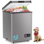 Chest Freezer, 7 Cubic Feet Deep Freezers Top Door with Removable Basket, 7 Temperature Control Energy Saving for Home Office Apartment Commercial Shop Bar Indoor Use, Grey