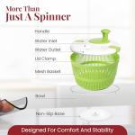 DoubleWave Salad Spinner | Spin & Dry Fruits, Vegetables & Greens Fast | Lettuce Washer with Dual Drain Holes | BPA-Free, Easy to Clean | 5.3 Quart Large Capacity