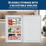 3.0 Cu.ft Upright Mini Freezer, Ultra-Quiet Operation, Space-Saving, Reversible Door, 7 Temperature Settings, 3 Removable Shelves, Home and Commercial Food Storage for Apartment, Office, Dorm, Garage