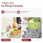 DoubleWave Salad Spinner | Spin & Dry Fruits, Vegetables & Greens Fast | Lettuce Washer with Dual Drain Holes | BPA-Free, Easy to Clean | 5.3 Quart Large Capacity