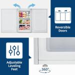 3.0 Cu.ft Upright Mini Freezer, Ultra-Quiet Operation, Space-Saving, Reversible Door, 7 Temperature Settings, 3 Removable Shelves, Home and Commercial Food Storage for Apartment, Office, Dorm, Garage