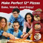 CULINARY CHEF Electric Pizza Oven with Ceramic Stone, Viewing Window, Adjustable Heat Control, Timer and 1200W Baking Power, DIY Homemade Pizzeria, Large 12” Pie Capacity (Black)