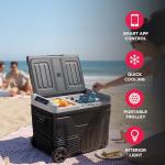 Frigidaire, 51 Qt. Portable Convertible Electric Refrigerator/Freezer Trolley-With App, Dual Zone, Black