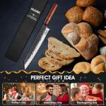 Huusk Japanese Bread Knife, 9.7 Inch Long Serrated Bread Knife, Lightweight Slicing Breads Knives for Cutting Homemade Sourdough Breads, Serrated Knives, Christmas Gifts for Men and Women