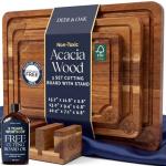 Non-Toxic Acacia Cutting Board Set with Stand