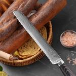 8-Inch Damascus Bread Knife with Ergonomic Handle