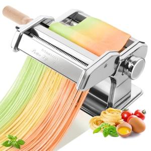 Pasta Maker with Adjustable Thickness and Dual Rollers