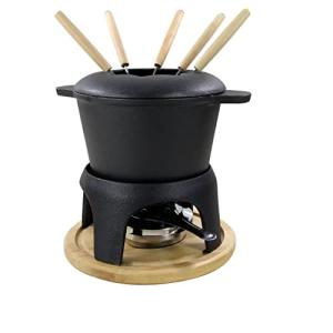 12-Piece Matte Black Cast Iron Fondue Set