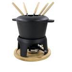 12-Piece Matte Black Cast Iron Fondue Set