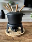 12-Piece Matte Black Cast Iron Fondue Set