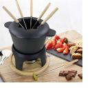 12-Piece Matte Black Cast Iron Fondue Set