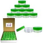 Beauticom 3ml Clear Plastic Jars with Green Lids