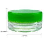 Beauticom 3ml Clear Plastic Jars with Green Lids