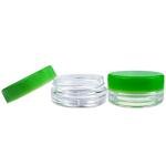 Beauticom 3ml Clear Plastic Jars with Green Lids