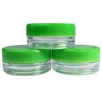 Beauticom 3ml Clear Plastic Jars with Green Lids